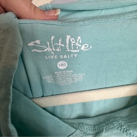 Salt Life Ron Jon Distressed Free Flowing Long Sleeve Hooded Shirt Womens size L - Picture 5 of 6